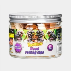 HONEYPUFF WOOD ROLLING TIPS JAR 60COUNT NATURAL REUSABLE